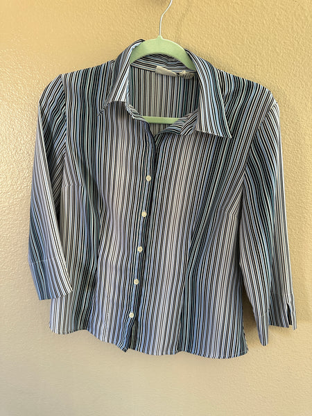 Covington Women's Blue Striped Long Sleeve Blouse