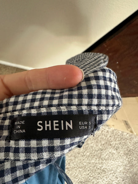 Shein Men's Blue and White Button Up Shirts