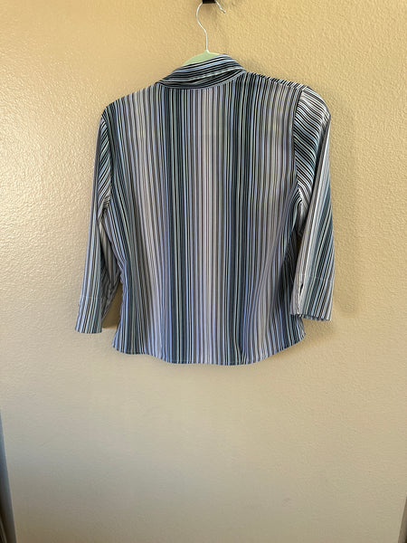 Covington Women's Blue Striped Long Sleeve Blouse