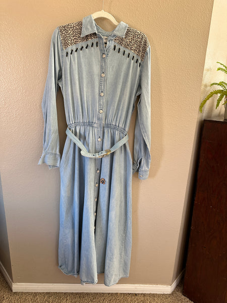 Vintage D. Frank Long Sleeve Denim Long Dress