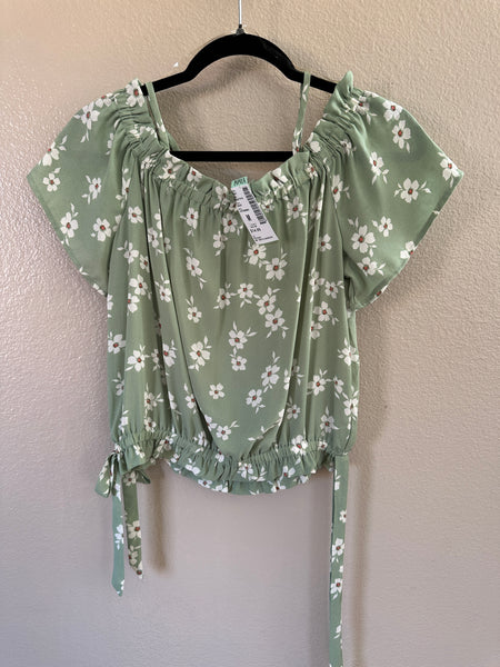 Papermoon Women's Green Short Sleeve Blouse-NWT