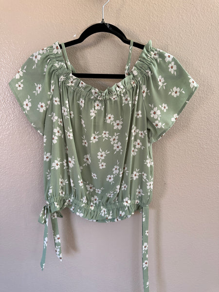 Papermoon Women's Green Short Sleeve Blouse-NWT