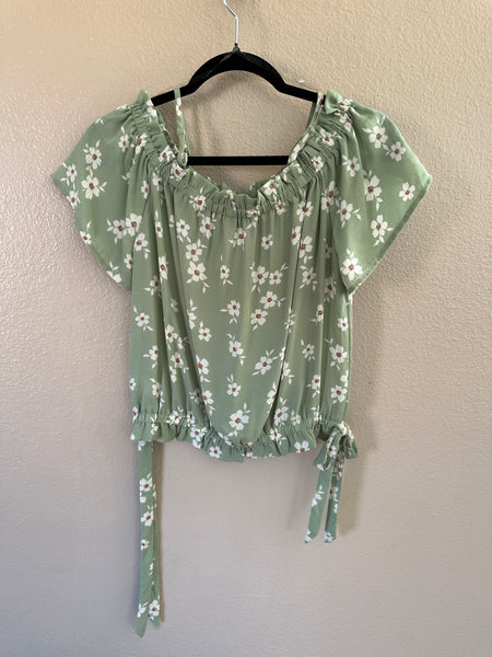 Papermoon Women's Green Short Sleeve Blouse-NWT