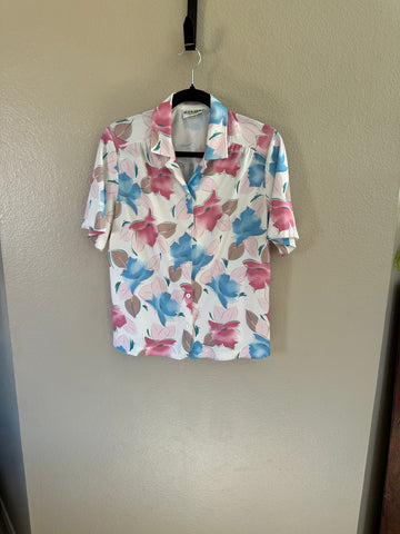 Vintage Gilda Women's Floral Short Sleeve Blouse