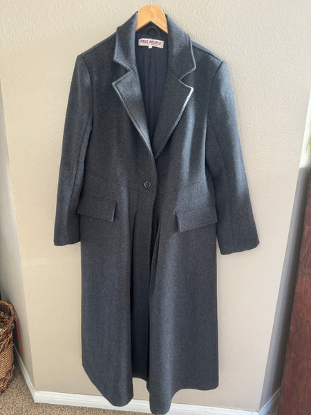 Free People Women's Gray Victoria Pleated Coat