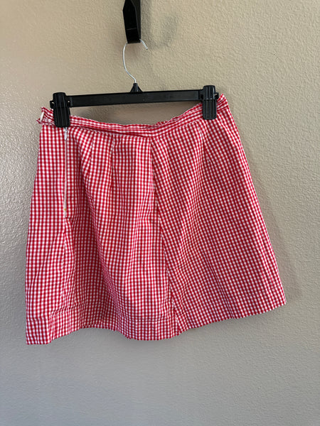 Handmade Women's Red Plaid Short Skirt