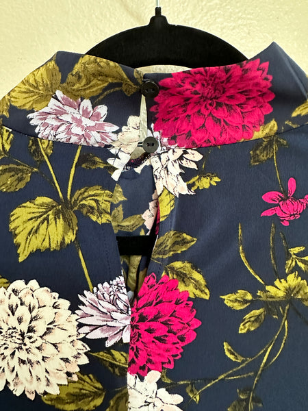 Ann Taylor Long Sleeve Blue Floral Blouse