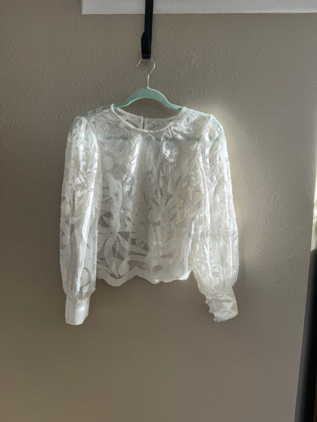 Anthropologie Women's White Sheer Blouse