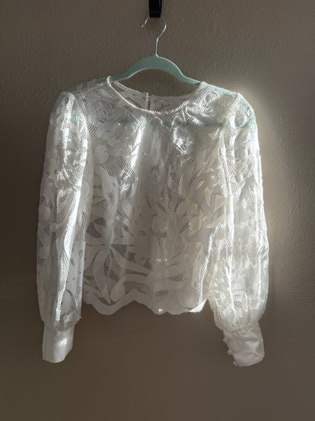 Anthropologie Women's White Sheer Blouse