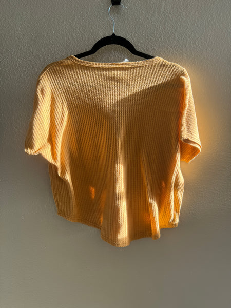 Women's Yellow Waffle Pattern Blouse