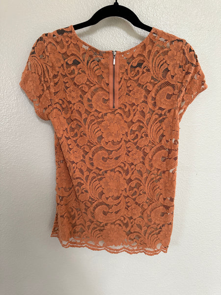 Ann Taylor Loft Lace Orange Blouse