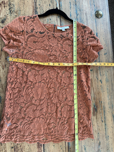 Ann Taylor Loft Lace Orange Blouse