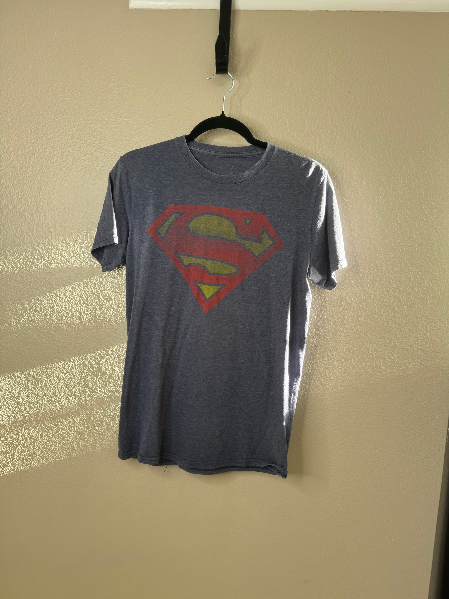 Superman Men's Blue Shirt-small stain