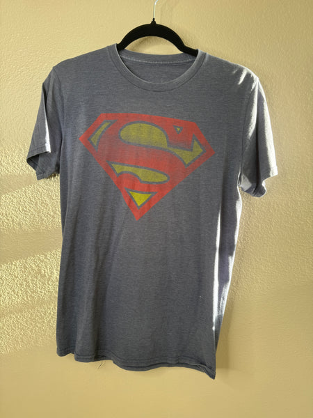 Superman Men's Blue Shirt-small stain