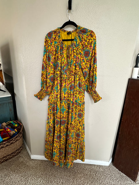 House of Harlow 1960 Yellow Paisley Dress