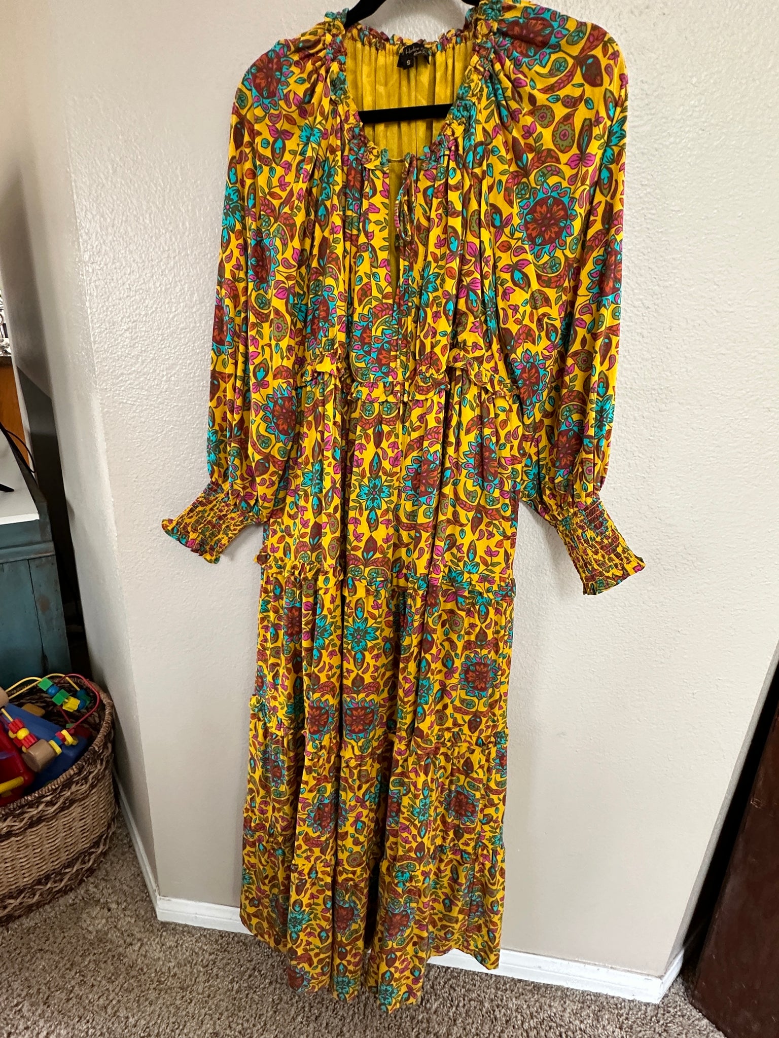 House of Harlow 1960 Yellow Paisley Dress