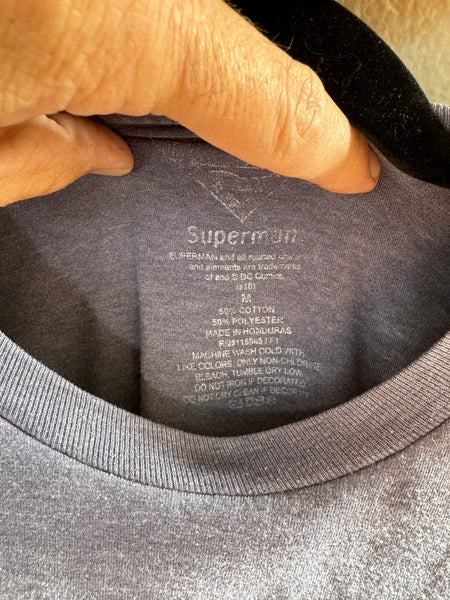 Superman Men's Blue Shirt-small stain