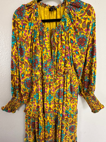 House of Harlow 1960 Yellow Paisley Dress