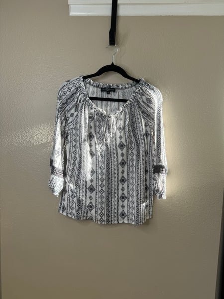 Fred David Women's White & Gray Blouse