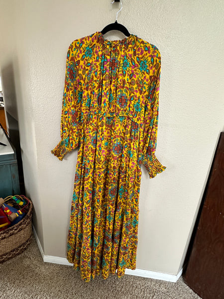 House of Harlow 1960 Yellow Paisley Dress