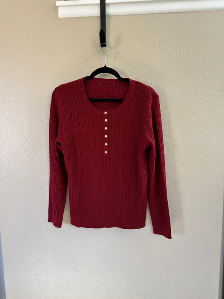 Women's Red Long Sleeve Sweater