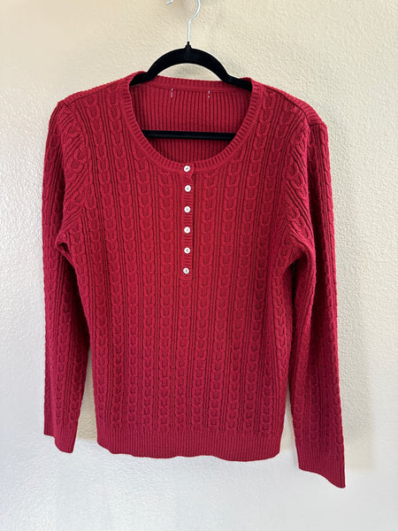 Women's Red Long Sleeve Sweater