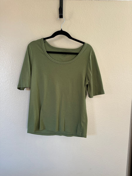 Time & Tru Women's Green Short Sleeve Blouse