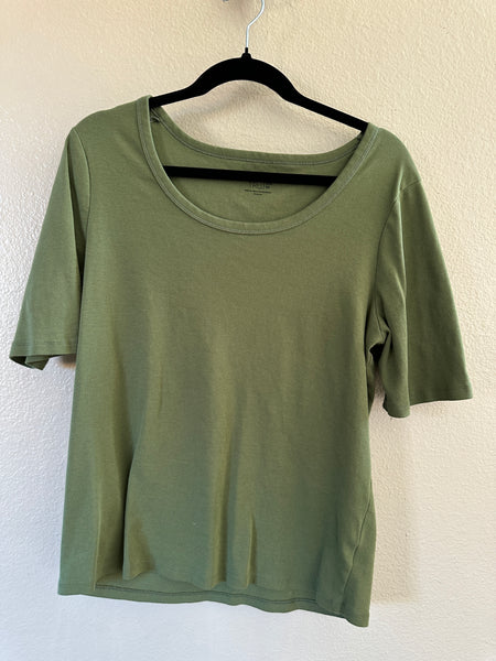 Time & Tru Women's Green Short Sleeve Blouse