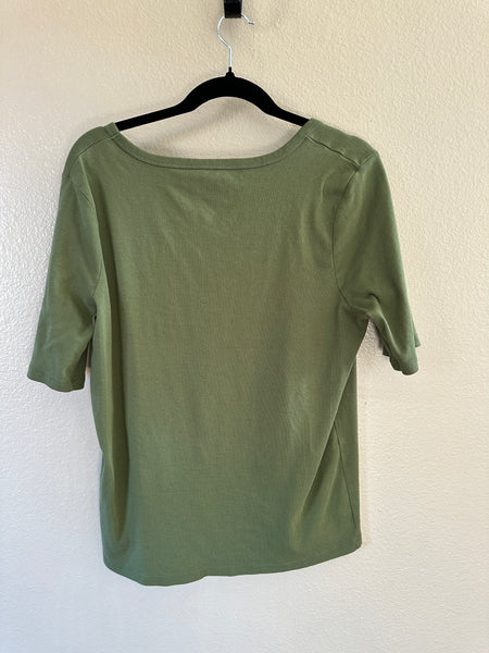 Time & Tru Women's Green Short Sleeve Blouse