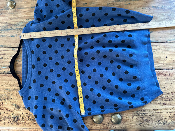 Women's Blue Polka Dot Short Sleeve Sweater