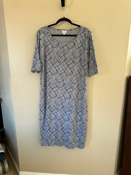 LuLaRoe Women's Gray Short Sleeve Midi Dress