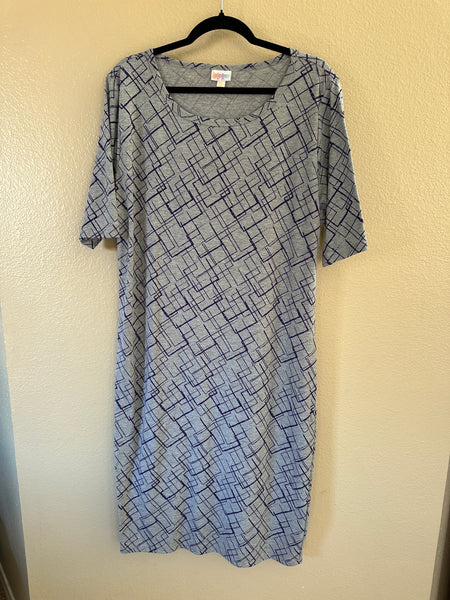 LuLaRoe Women's Gray Short Sleeve Midi Dress