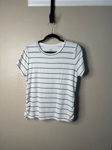 There Abouts Women's White & Blue Striped Blouse