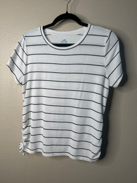 There Abouts Women's White & Blue Striped Blouse