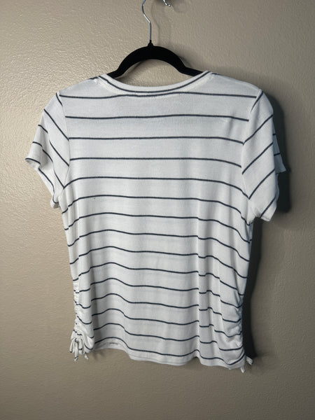 There Abouts Women's White & Blue Striped Blouse