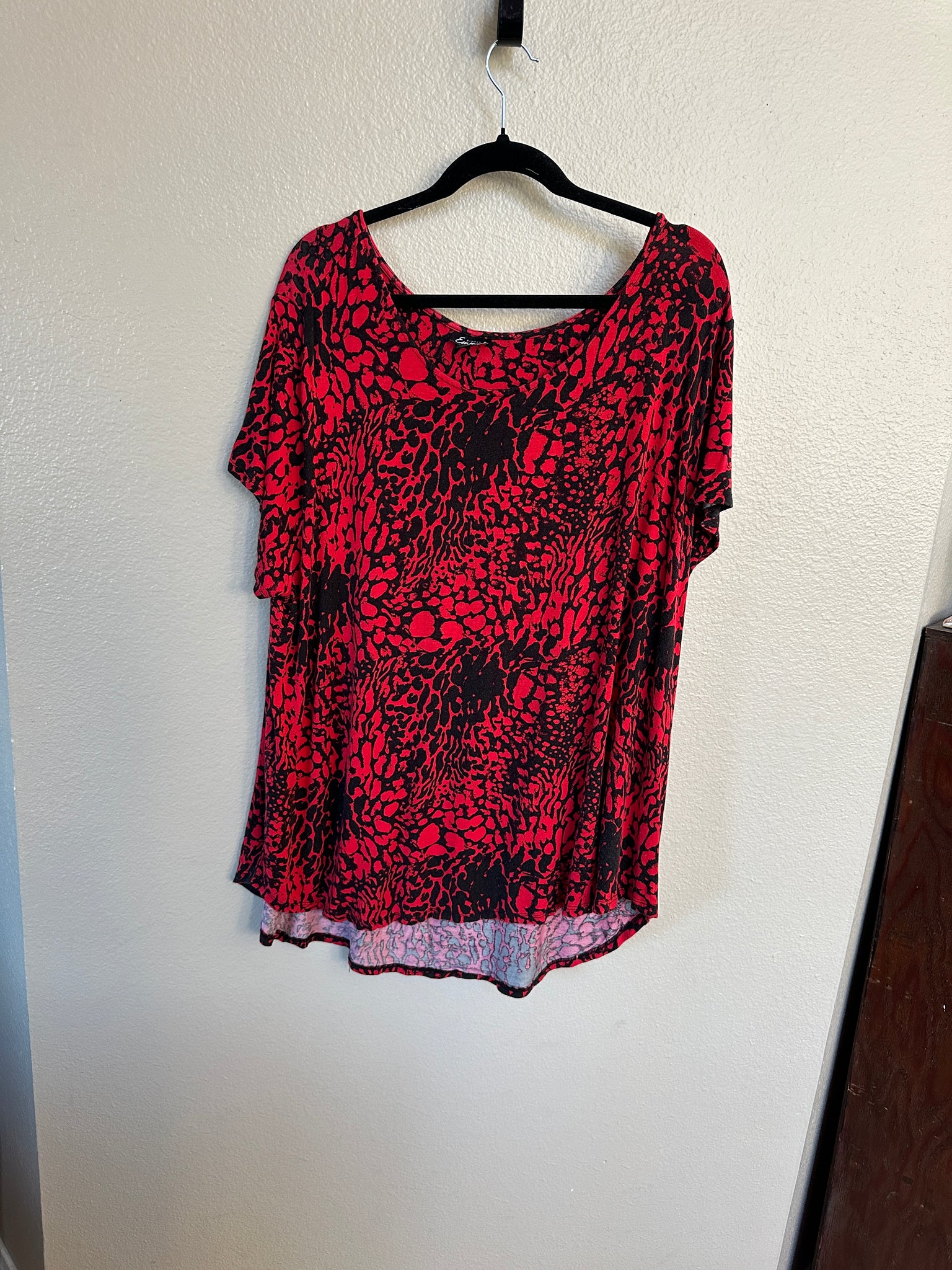 Simply Emma Red Cheetah Print Blouse