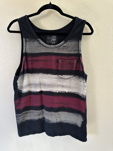 Blue Crown Men's Black Striped Tank Top