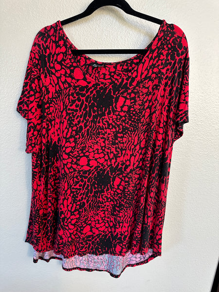 Simply Emma Red Cheetah Print Blouse