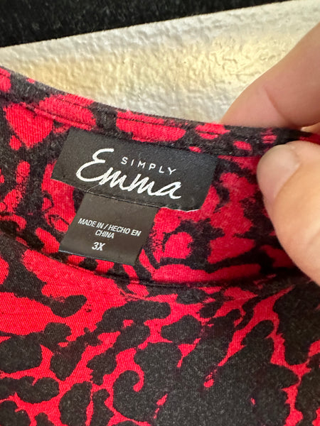 Simply Emma Red Cheetah Print Blouse