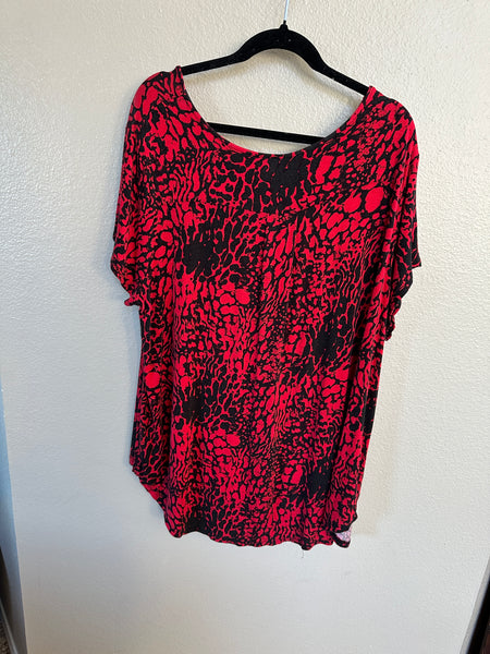 Simply Emma Red Cheetah Print Blouse