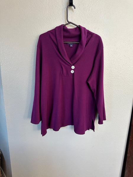 Roaman's Purple Long Sleeve Blouse