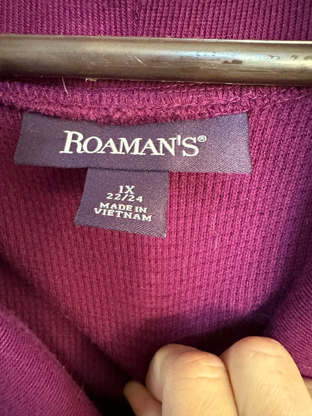 Roaman's Purple Long Sleeve Blouse