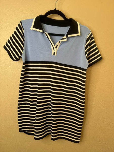 Zaful Women's Black Striped Polo