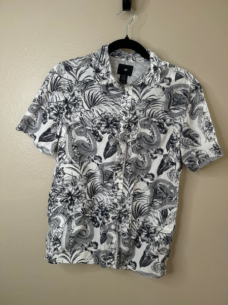 H&M Men's White Floral Shirt