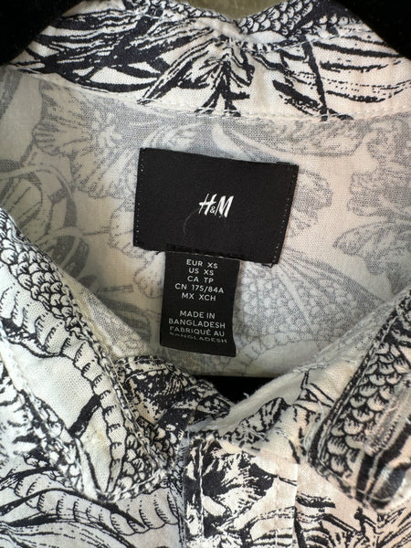 H&M Men's White Floral Shirt