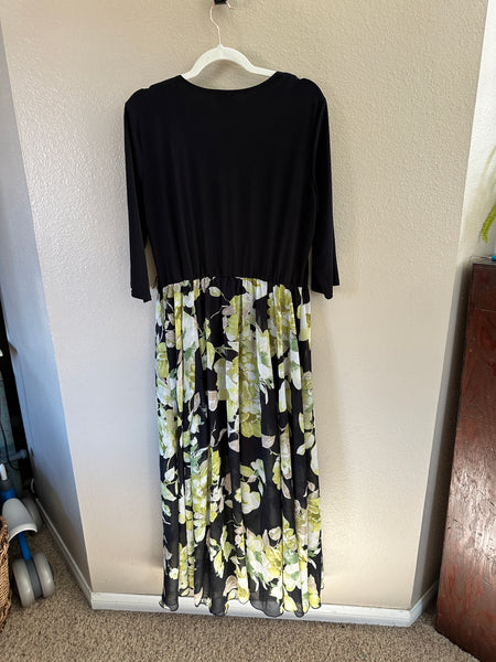 EnFocus Women's Black Floral Long Dress