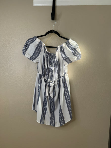 Hint of Blush Women's White with Blue Dress