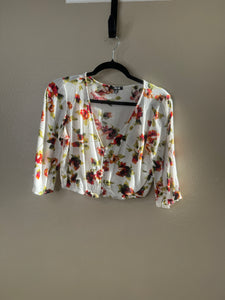 Ambiance Women's White Floral Blouse