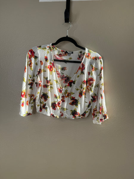 Ambiance Women's White Floral Blouse