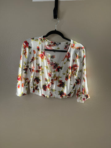 Ambiance Women's White Floral Blouse